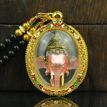 Jugovzhodna Azija Tajska Tempelj Grško Budistični žep talisman SREČE BLAGOSLOVI zlato Ganesha bogastvo Bog, Buda kartico Obesek Amulet
