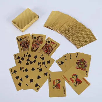 Zlati Igranje Kartice Krovom zlato folijo poker set Čarobne kartice 24K Gold Plastično folijo poker Trajne Nepremočljiva magic Kartic