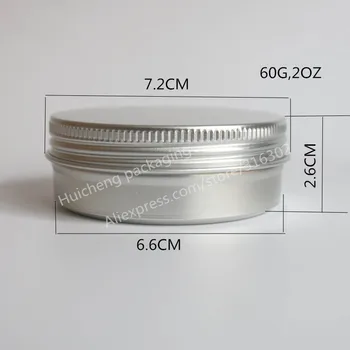 100 x Prazno 60 g aluminija jar kovinski kozarec za smetana v prahu gel uporabite 2 oz kozmetične stekleničke, 60ml aluminijasto posodo