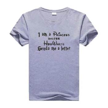 Jaz sem Princesa, Razen če Bradavičarka Me Pošilja Pismo majica s kratkimi rokavi Ženske Priložnostne Harajuku Bombaž Tees Ulica Plus Velikost 0-vratu T-majice