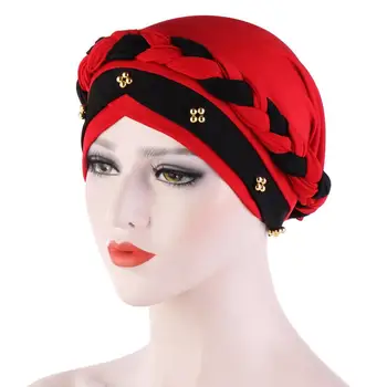 2020 Trendy pletenic turban kape za muslimanske ženske mehko bombažno headwraps indija klobuk islamske ovijte glavo pokrova notranje hijabs Afriške klobuk