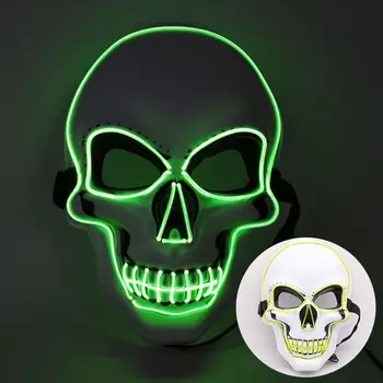 Led Masko Halloween Party Masko Maškarada Maske Neon Maske Fluorescenčna Luč V Temi Grozo Maska Žareče Masker Purge