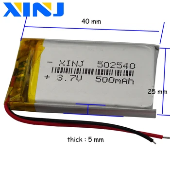 XINJ 5pcs 3.7 V, 500 mAh Litij-Polimer Baterija li-po 502540 Za pametno gledati Telefon ure Bluetooth navigacijske predvajalnik Glasbe