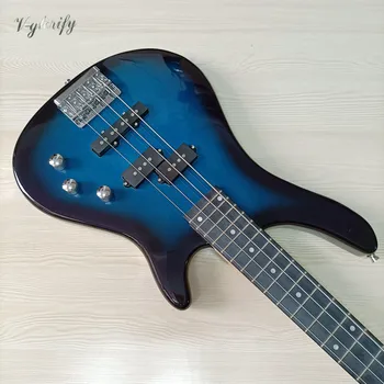 4 string električna bas kitara 43 palčni modra barva polno basswood telo bas kitaro s Kanado, javorjev vrat z majhno napako