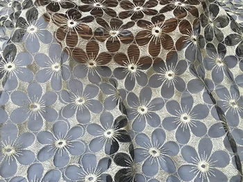 Visoka kakovost Očesa tkanine, čipke 3D Zlate kroglice sequins rose vezenje Prosojne tkanine očesa tkanine za obleko DIY mozaik