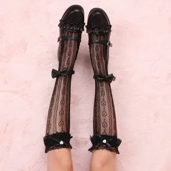 Japonski tele nogavice priročnik ljubezen lolita čipke lok v cev nogavice anime dekle jk študentov nogavice
