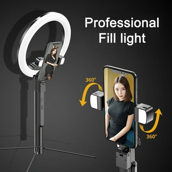MAMEN 170 cm Bluetooth Selfie Palico Stabilizator Z Dvojno Svetloba&Stojalo 10 cm Obroč Lučka Za Samosprožilec Live Video Snemanje