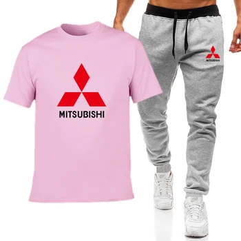 Moda Poletne Moške Majice s kratkimi rokavi Mitsubishi Avto Logotip Tiskanja HipHop Priložnostne Bombaža, Kratek Rokav visoke kakovosti T-shirt obleko hlače Moški