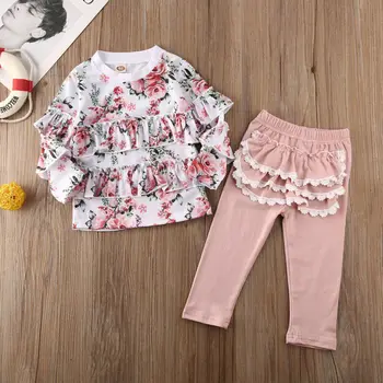 Baby Grils Oblačil Za Pomlad Jesen Nov Cvet Dekle Oblačila Komplet Za Malčke Otroci Bombaž Oblačila Malčka Dekle Zimska Oblačila