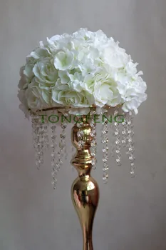 Poroka cesti vodi umetno rose Hydrangea cvet žogo poroka tabela centerpiece cvet žogo 30 cm Slonovine 10pcs/veliko TONGFENG