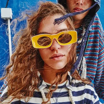 2020 Nov Kvadratni Hip Hop sončna Očala Ženske Moški Modni Smešno Očala za Sonce Unisex Edinstven Ovalni Candy Barve Očala Gafas UV400