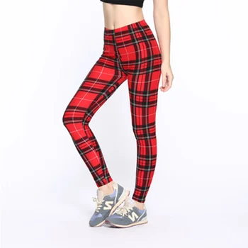 PUNK Žensk natisniti moda obleke kariran tiskanja dokolenke izdelka Slim visok pas za fitnes ženske dokolenke hlače velikost pantalones