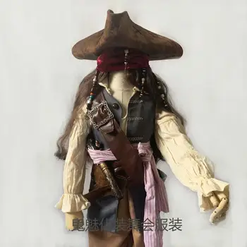 Caribbean Pirate Odraslih Moških Grand Dediščine Zbirka Deluxe kostum Jack Sparrow luksuzni set za otrok