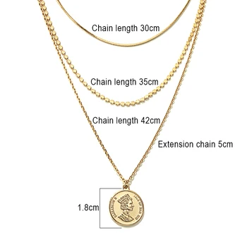 MWM letnik večplastne ogrlica za ženske bohemian kovanec geometrijske nerjavno jeklo, okrogel obesek nakit ogrlica