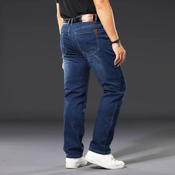Plus Velikost 42 44 46 48 50 52 Poslovni Moški Nepakirana Jeans Klasični Slog, ki je Naravnost Stretch Traper Hlače Moški blagovne Znamke Hlače, Črno Modra