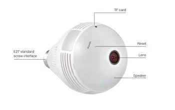 360-Stopinjski LED Luči 960P Brezžični Panoramski Home Security Varnost WiFi CCTV Fisheye Žarnica Svetilka IP Kamero Dva Načina Avdio