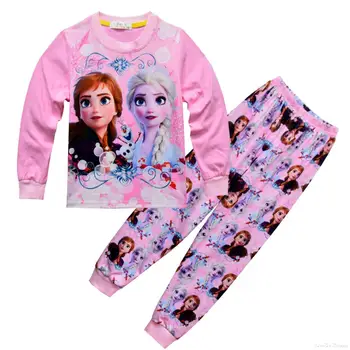 Disney Pomlad Dekleta Elsa Ana Oblačila Malčka Dolg Rokav Pyjama Nastavite Otroci Dekle Zamrznjene Padec Obleke Oblačila Pižamo Obleko