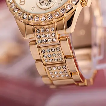 Luksuzni Kristalno Ženske ročne Ure Ženske Rose Zlata Ure Dame Watch Ženevi relogio feminino horloge dames uhr damen reloj mujer