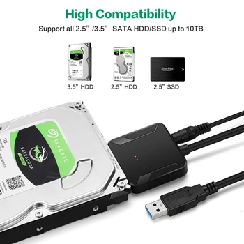 USB 3.0, Da SATA Pretvori Kabel za 2.5/3.5 palčni SSD HDD Trdi Disk, Napajalnik, Računalniški kabel in vtič-v
