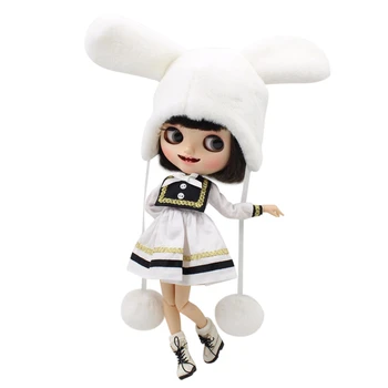 LEDENO DBS Blyth lutka belo črn klobuk zimska oblačila vrečko rokavice igrača dekle darilo