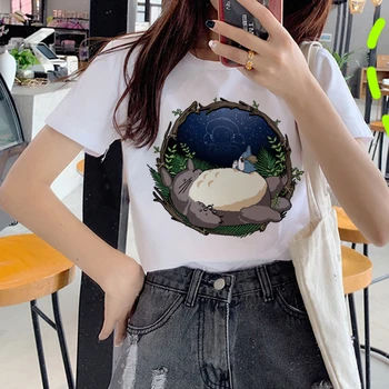 Kawaii Totoro Harajuku Majica s kratkimi rokavi Ženske Studio Ghibli Srčkan Risanka T-shirt Ullzang 90. letih Smešno Tshirt Moda Grafični Top Tees Ženski