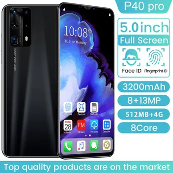 Dual-Core P40 Pro Pametni 5 Palčni Zaslon Pametnega telefona 512M+4G Android Pametni 3D Stekla Prekrita Zadnji Pokrovček
