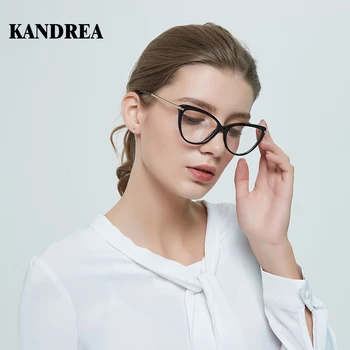 KANDREA 2020 Moda Mačka Oči Ženske Očal Okvir Jasno, Leče Očala Prevelik Kovinski Očala Okvirji Klasično obliko Očal
