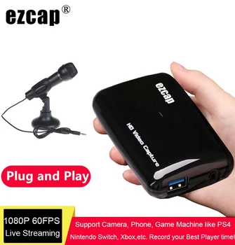 Ezcap 301 HD 1080P 60fps Zajem Video Kartica, HDMI, USB 3.0 Živo Ploščo Igra Snemanje Polje Mic Audio Vhod TV Zanke Iz
