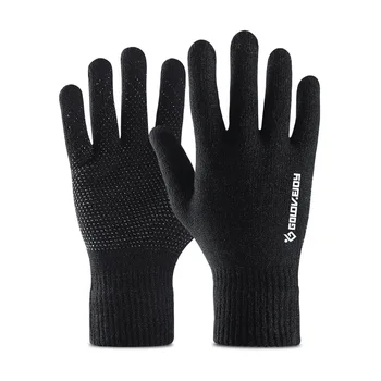 Črna pletene rokavice zimske zaslon na dotik moških pade plus žamet polno prst tople ženske, anti-slip kolesarjenje parov lepe rokavice telovadnici