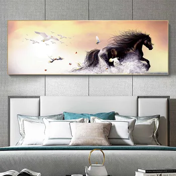 Divji Konj Teče Platno Slikarstvo Sodobne Živali Žrebec Brez Okvirja Wall Art Natisne Umetnine, Slike Darilo Za Dekoracijo Doma