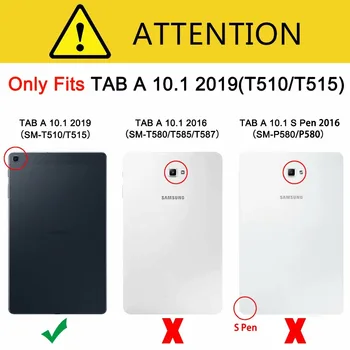 Primeru Pokrovček za Samsung Galaxy Tab 10.1 2019 SM-T510 T515 PU Smart Slim Stand Primeru za Tab 10.1 2019 T510 Tablet Funda Primeru