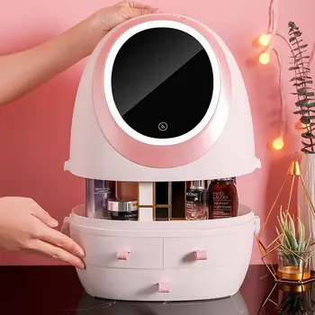 Tovarniško Dropshipping HD Ogledalo LED luči Kozmetični Škatla za Shranjevanje Ženske Toaletni Kompleti Organizator Ličila Vrečko Dustproof Kozmetični Primeru