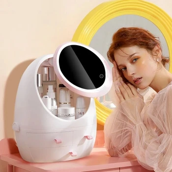 Tovarniško Dropshipping HD Ogledalo LED luči Kozmetični Škatla za Shranjevanje Ženske Toaletni Kompleti Organizator Ličila Vrečko Dustproof Kozmetični Primeru