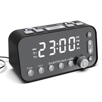 DAB Postelji Budilka Radio Velika Sn Dvojni Alarm Dvojni USB Radio Sleep Timer, FM Radio Ura