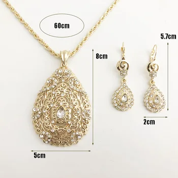 Maroški nakit-komplet bele vode-spusti kristalno ogrlico, uhane lepi zlati poročni nakit Alžirski stranka caftan nakit