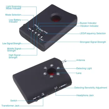 Anti-Spy Detektor RF Signala Detektorja Skrita Kamera GSM Audio Bug Detektor GPS Objektiv RF Signala Finder