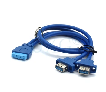 2 x USB3.0 Dual Port USB 3.0 Ženski Vijak Gori Plošča Tip matične plošče 20Pin Kabel PC Primeru kabli 20 pin 30 cm 50 cm 80 cm