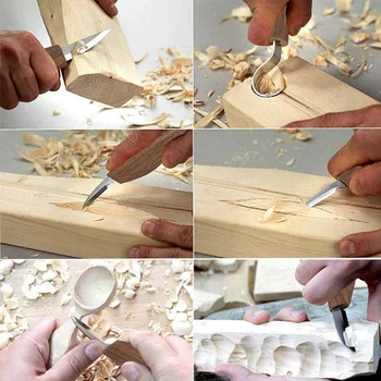 3pcs/5pcs Lesa Carving Nož, Dleto Lesnoobdelovalnih Rezilo Ročno Orodje Set Peeling Woodcarving Kiparskih Žlico Carving Nož