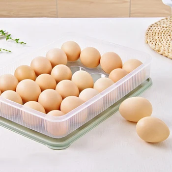 VRH!-plastično Jajce polje kuhinja jajce škatla za shranjevanje 24 Mrežo Jajca imetnik Stackable zamrzovalnik za shranjevanje organizatorji jajce za shranjevanje Posode zeleni