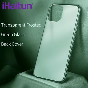 IHaitun Luksuzni Steklo Ohišje Za iPhone 11 12 Pro Max Primerih Ultra Tanek Prozoren Motnega Stekla Kritje Za iPhone 12 Mini Mehko Rob