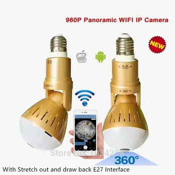 Najboljši Design, Žarnica Svetilka V380 Brezžična IP Kamera, Wifi 960P Panoramski FishEye Home Security CCTV Kamera 360-Stopinjski Wifi Kamera