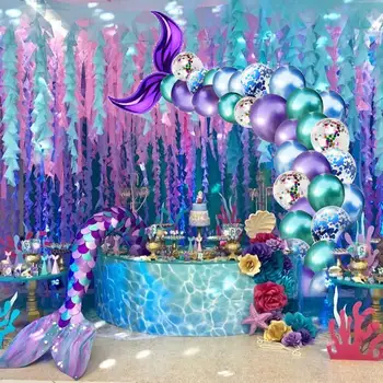 Balon Arch Nastavite Sirena Party Dekoracija Poroka Dogodek Stranka Morska Deklica Rojstni Dekoracijo Otroci Dekle Baby Tuš Dekoracijo