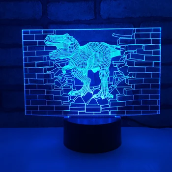 Dinozaver Wall LED RGB Noč Svetlobe 7 Sprememba Barve Desk Svetlobe 1842 Akcijska Figura, PVC Otroci Igrače Brinquedos Božično Darilo