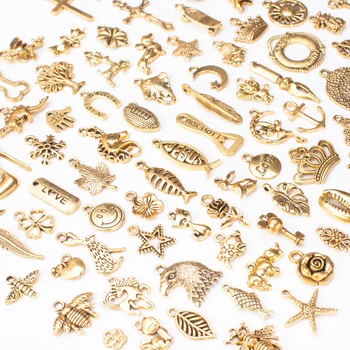 Vroče prodajo 100 kosov cinkove zlitine antique gold metal živali in rastlin retro obesek DIY ročno izdelan nakit, ogrlico, obesek