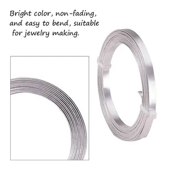 5 Zvitkih 3 mm 5 mm Ploščate Aluminijaste Žice za DIY Nakit, Izdelava Ugotovitve Srebrna