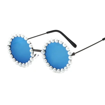 Okrogla Otroška sončna Očala za Malčke Letnik Nastavite z Biseri Kovinski Otrok sončna Očala Fant Velik Okvir Uv400 Ogledalo Otroci Gafas De Sol 2020