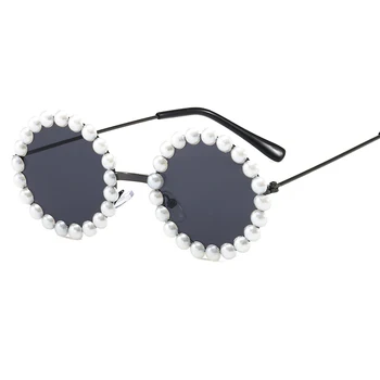 Okrogla Otroška sončna Očala za Malčke Letnik Nastavite z Biseri Kovinski Otrok sončna Očala Fant Velik Okvir Uv400 Ogledalo Otroci Gafas De Sol 2020