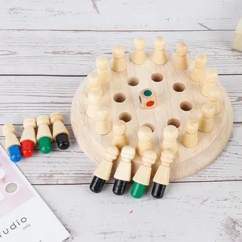 Otroci stranka igra Lesene Memory Match Palico Igra Šah Zabavno Blok Igre Izobraževalne Barve Kognitivne Sposobnosti, Igrače za Otroke
