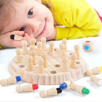 Otroci stranka igra Lesene Memory Match Palico Igra Šah Zabavno Blok Igre Izobraževalne Barve Kognitivne Sposobnosti, Igrače za Otroke