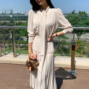 Gagaok 2 Delni Set Ženske 2021 Pomlad Jesen Novo Urad Dama Elegantno Korejski Elegantna Moda Obleke Trdna Bluze + Midi Krila